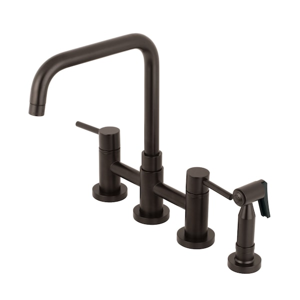 Concord 2-Handle Bridge Kitchen Faucet W/Brass Side Sprayer, Bronze